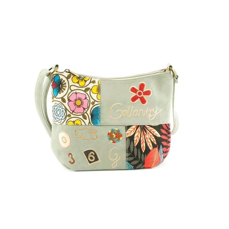 F5053 Młodzieżowa torebka listonoszka z kolorowym wzorem - Gallantry szara, popielata