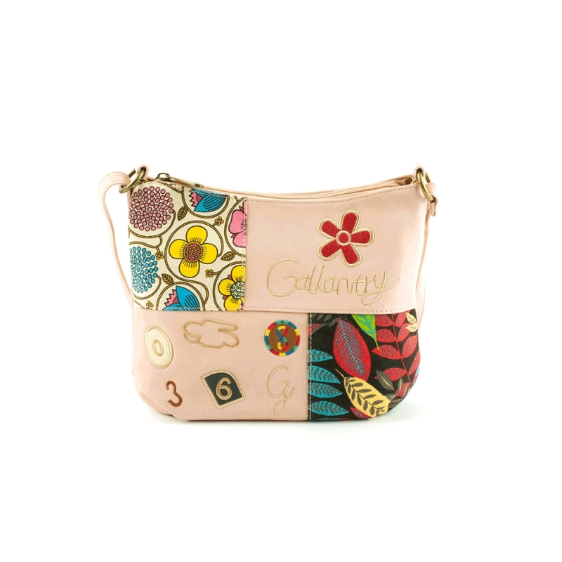 F5053 Młodzieżowa torebka listonoszka z kolorowym wzorem - Gallantry różowa jasna
