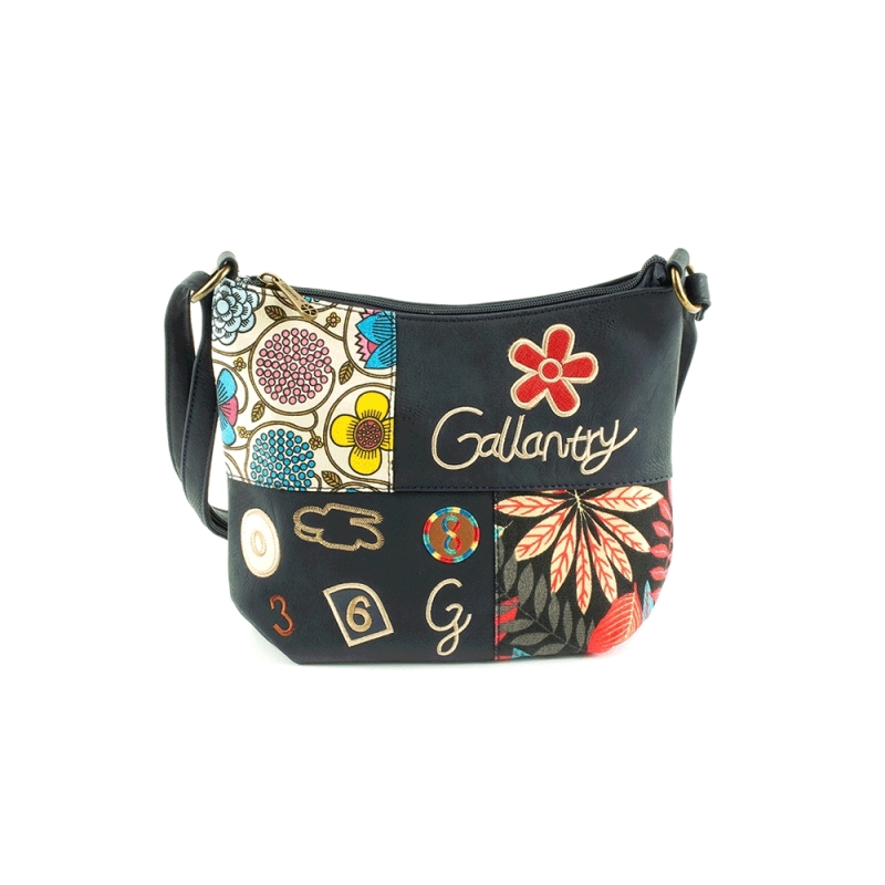 F5053 Młodzieżowa torebka listonoszka z kolorowym wzorem - Gallantry granatowa