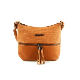 Z87003 Damska torebka listonoszka z frędzlem - Gallantry brązowa jasna
