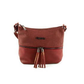 Z87003 Damska torebka listonoszka z frędzlem - Gallantry bordowa