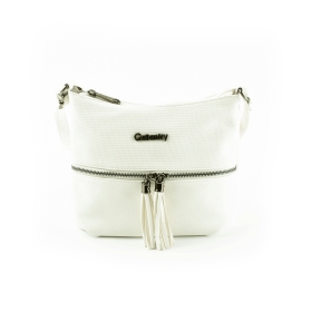 Z87003 Damska torebka listonoszka z frędzlem - Gallantry biała