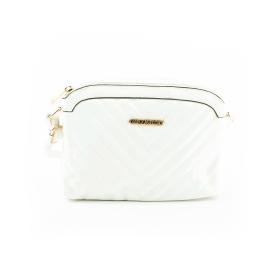 Q6106 Mała damska torebka pikowana listonoszka na pasku - Gallantry biała