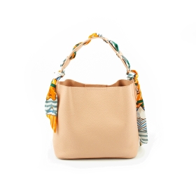 2792 Duża damska torebka worek na ramię z kokardą - TOM&EVA różowa jasna