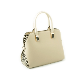 6777 Damska torebka do ręki kuferek z zebrą - TOM&EVA beżowa