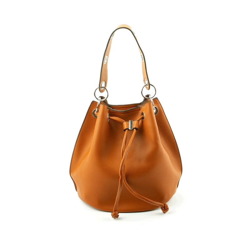 2679 Duża damska torebka na ramię worek 2w1 - TOM&EVA brązowa