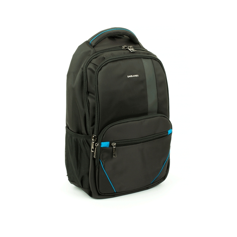 Duży elegancki plecak na laptopa 17 cali czarny - David Jones PC024 z niebieskim