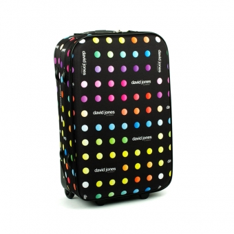 Mała walizka na kółkach kolorowa w kropki torba gratis - David Jones