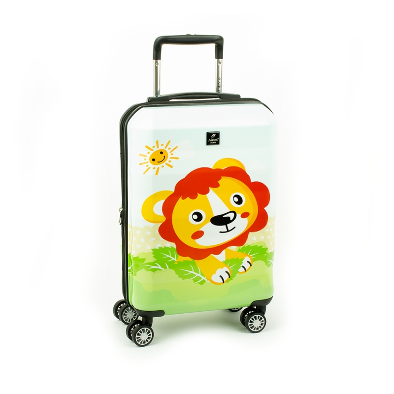 Mała kolorowa walizka na czterech kółkach dla dzieci lew Airtex 7295