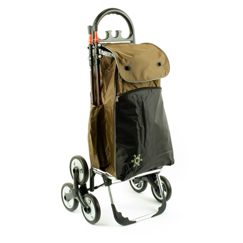 Wózek na zakupy torba na 3 kółkach na schody AURORA Paris 0016 brązowy