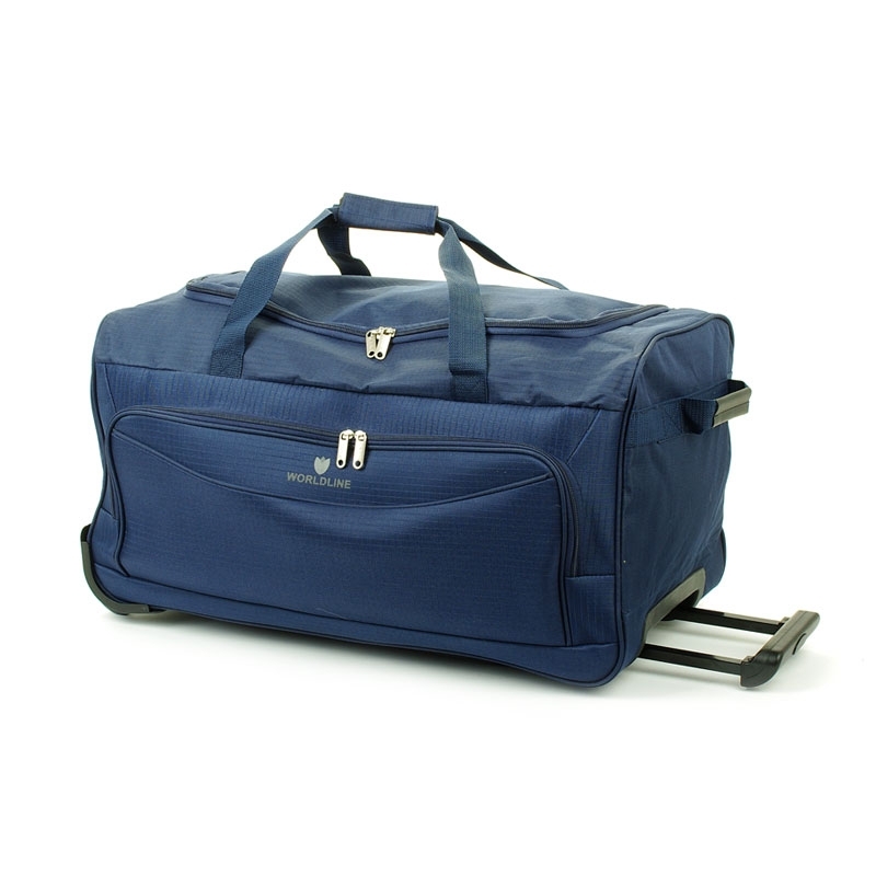 Mała torba podróżna na kółkach z materiału tania 45l - Airtex 898/55 granatowa