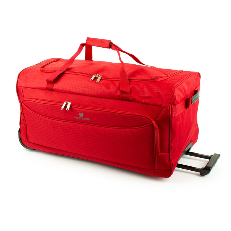 Mała torba podróżna na kółkach z materiału tania 45l - Airtex 898/55 czerwona