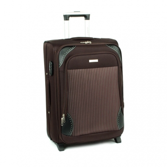 Średnia walizka podróżna na dwóch kółkach materiałowa 60l W866 brązowa